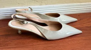 Zara Cream Patent Slingback Kitten Heels thumbnail 1