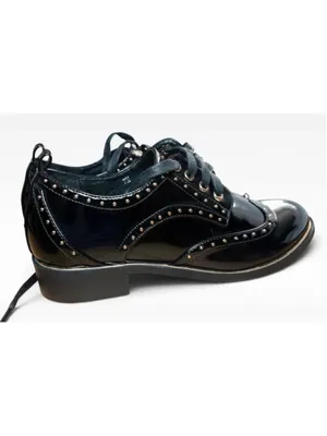 🔥 MIDNIGHT VELVET Studded Patent Wingtip Oxfords 7M Major Whimsygoth Vibes 🔥 thumbnail 5