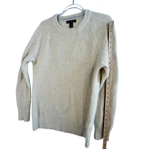 Banana‎ Republic Italian Yarn Wool Blend Sweater Beige M Tall Ribbed Crew Neck thumbnail 7