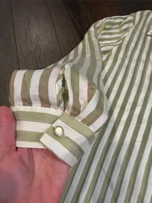 Zara Striped Green & Cream Button-Up Women's Shirt Size XL NWT - C30-139 thumbnail 5