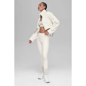 Alo Yoga Sherpa Cropped Slope Side Jacket Ivory S thumbnail 5