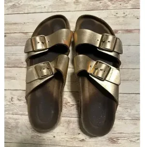 Birkenstock Arizona Soft Footbed Sandal Metallic Size 41 10 Copper Slip-on Boho thumbnail 1