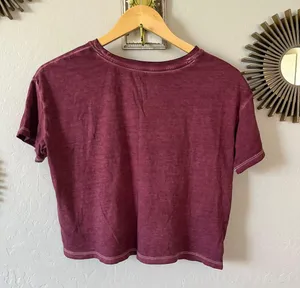 NWOT XS burgundy crop top boxy tee thumbnail 4
