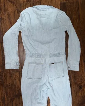 Lee X-small Women's Light Blue Denim Jumpsuit Union-Alls Zip Long Sleeve thumbnail 8