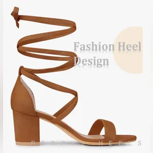 NEW Perphy Faux Suede Lace Up Chunky Mid Heels Sandal 7.5 thumbnail 5
