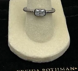 Freida Rothman Baguette Stacking Ring Sterling Silver 925 Size 7 East West thumbnail 1