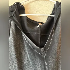 Free People Charcoal Gray V-Neck Long Sleeve Sweatshirt Dress thumbnail 9