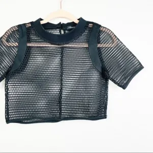 FOREIGN‎ EXCHANGE Black Fishnet Crop Top Size Small thumbnail 2