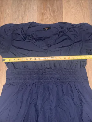 Quince $140 100% Organic Cotton Poplin Tiered Mini Dress Navy Blue - Size XL thumbnail 5