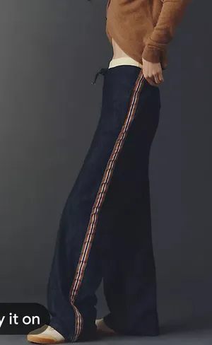 Maeve pull on Wide-Leg Track Pants with Multi-Stripe‎ Side Tape XS thumbnail 1