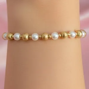 Elegant 18K Gold Filled and lab Pearl Bracelet Tarnish Free Made In Italy thumbnail 5