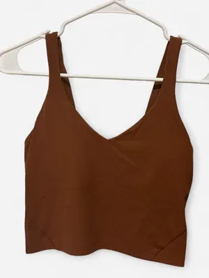 Lululemon brown ribbed crop top #activewear #athletic thumbnail 1