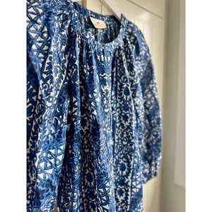 Tuckernuck NWT Womens XS Blue White Floral Cotton Tiered Maxi Dress Pockets thumbnail 3