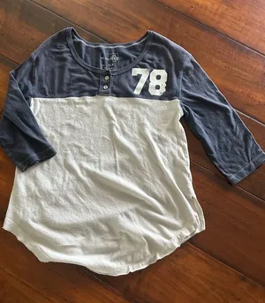 Free People Two-Tone Navy and White Baseball Tee thumbnail 1