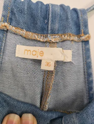 Maje Pinaro Tie shoulder Denim Light Blue Overalls. thumbnail 4
