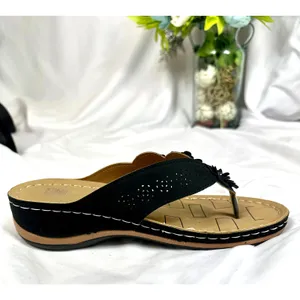 Lightweight Low Wedge Thong Sandals Black 10 thumbnail 14