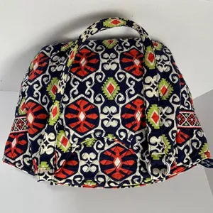 Vera Bradley Sierra Quilted Cotton Shoulder Bag Navy Red‎ Geometric Tote thumbnail 12