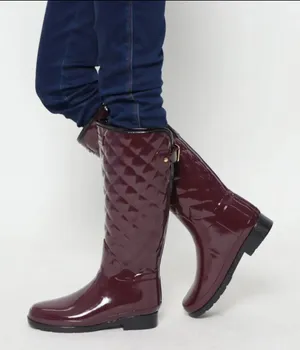 Hunter Refined Gloss Quilted Rain Boots Size US 8 thumbnail 1
