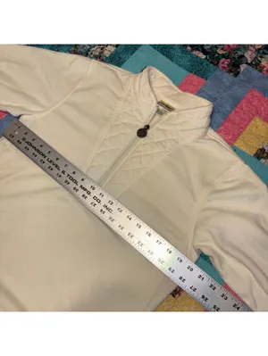 L.L. Bean Girls XL 18-20 Ultra Soft Cream Quilted Quarter-Zip Pullover Fleece thumbnail 7