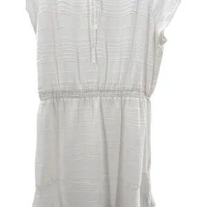 Cloth & Stone White Short Sleeve Ruffle Tie Neck Mini Dress Size M Rayon Linen‎ thumbnail 4