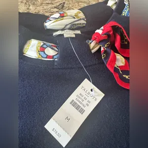 Talbots Silk Scarf Sweater Size Medium Nautical 3/4 sleeve New NET thumbnail 7