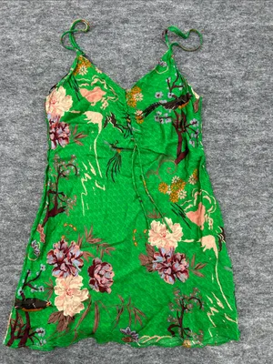 Zara tropical print satin slip dress mini length size XS thumbnail 3