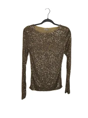 ✨💛‎ Free People Gold Sequin Long Sleeve Party Top XS NWT 💛✨ thumbnail 2