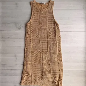 Zara Beige Crochet Dress Size S thumbnail 2