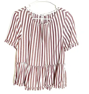 Madewell NWOT Stanza Ruffle Hem Top in Stripe thumbnail 3
