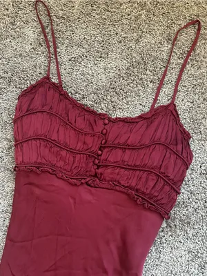 Astr Burgundy Maxi Dress with Spaghetti Straps thumbnail 3