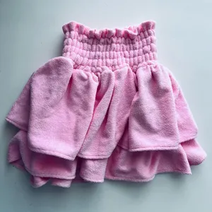 House of Wallace pink ruffle terry skirt barbie layered S thumbnail 1