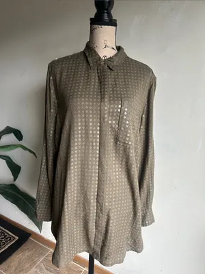Anthropologie Maeve Sequin Button Down Top Size Large NWT thumbnail 7