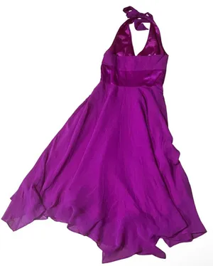 Donna Ricco New York Silk Satin Halter Flow Magenta Wedding Guest Cocktail dress thumbnail 2