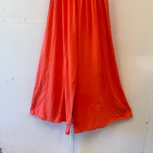 Blanco Orange Cotton Gauze Super Wide Leg Smocked Pom Pom Trim Harem Pants Large thumbnail 4