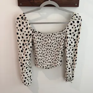 Reformation‎ Dalmatian Polka Dot Bustier Top White Black Long Sleeve Size 0 thumbnail 3