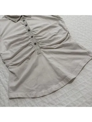 Pilcro Ruched Varsity Polo Tank Top Sleeveless Off White Sz M Medium thumbnail 11