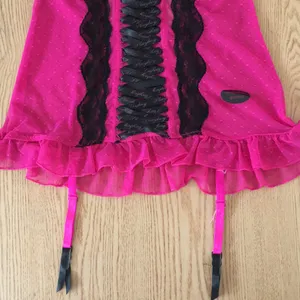 #1 New Playboy Vintage Sexy Padded Bustier With Thong Hot Pink Black size Medium thumbnail 3
