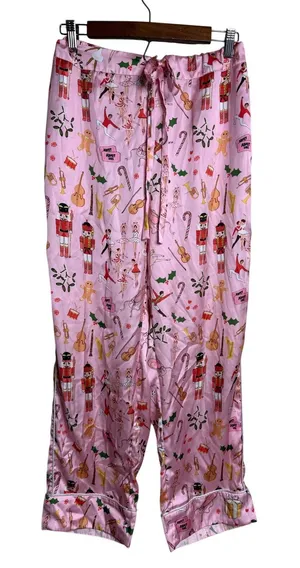 karen Mabon Pink Nutcracker Ballet Christmas Satin Pajama Pants size L thumbnail 1