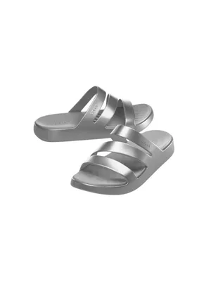 NWT Crocs Womens Getaway Platform Strappy Sandals 211659 Silver Gray 11M thumbnail 2