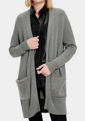 UGG Lauren Cardigan Womens L Gray Longline Open Front Cozy Sweater thumbnail 1