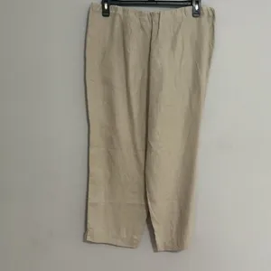 J Jill Love Linen Pants Flax Women’s Beige Tan Elastic Waist thumbnail 6