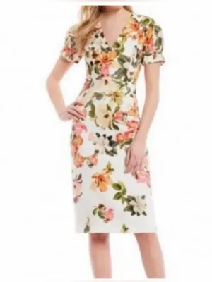 ANTONIO MELANI White Floral Midi Dress with Pink, Green & Yellow Accents thumbnail 4