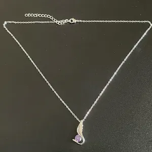 Purple crystal angel wing necklace thumbnail 7