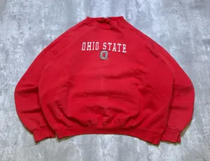 Vintage Red and White Sun Faded Ohio State Buckeyes Embroidered Crewneck Sweatshirt thumbnail 1