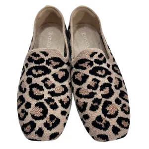 Vivaia Squared Toe Terry Knit Loafers Leopard Print Flat Comfy Shoe thumbnail 9