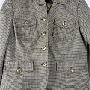 The Limited Women Brown‎ Houndstooth Four Pocket Button Front Blazer Jacket Size M thumbnail 3