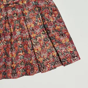 Anthropologie MAEVE Rosie Floral‎ Skirt Pleated Metallic Brocade Pockets Small thumbnail 4