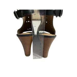 Johnston & Murphy‎ Braley Perf Wedge Black Peep Toe Cage Sandals 7M Preppy thumbnail 7