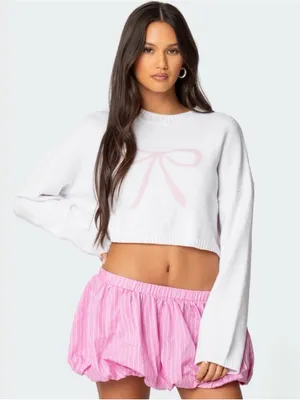 Edikted White Cropped Bow
Sweater size medium NWT thumbnail 1