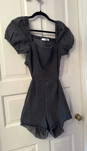 Altar'd State Open Back Black Romper thumbnail 1